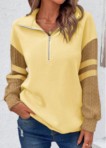 Light Yellow Zipper Long Sleeve Sweatshirt - unsigned - Modalova