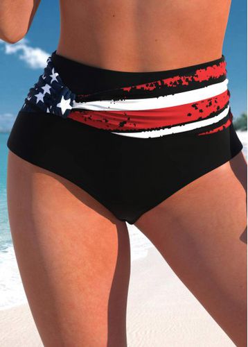 High Waisted American Flag Print Black Bikini Bottom - unsigned - Modalova