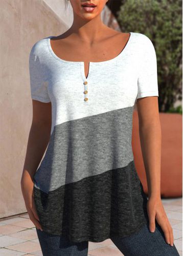 Dark Grey Marl Split Short Sleeve T Shirt - unsigned - Modalova