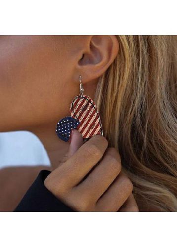 Multi Color Heart American Flag Print Earrings - unsigned - Modalova