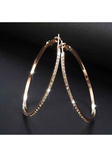 Gold Circular Shape Rhinestone Detail Earrings - unsigned - Modalova