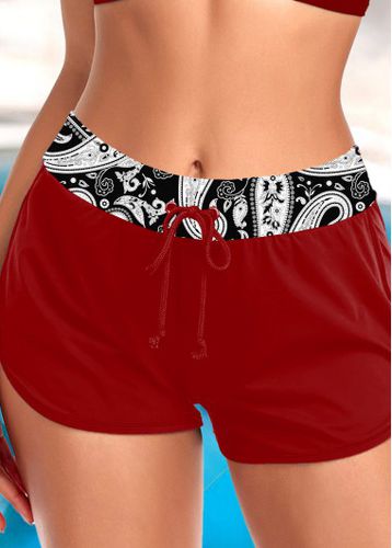 High Waisted Paisley Print Red Swim Shorts - unsigned - Modalova