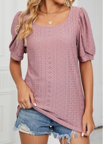 Dusty Pink Hole Short Sleeve T Shirt - unsigned - Modalova