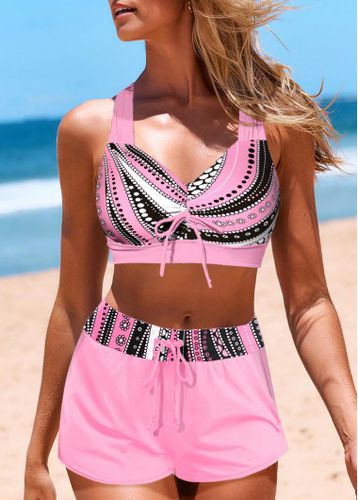 Geometric Print Pink Bikini Top - unsigned - Modalova