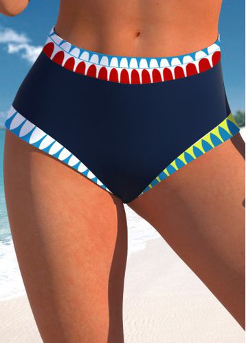 Mid Waisted African Tribal Print Navy Bikini Bottom - unsigned - Modalova