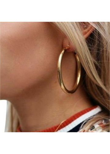 Gold Round Metal Ring Detail Earrings - unsigned - Modalova