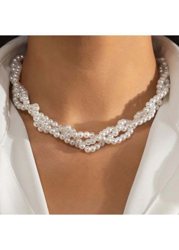 Pearl Design Geometric Pattern White Necklace - unsigned - Modalova