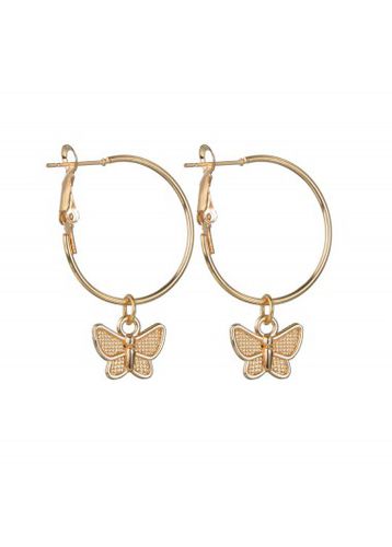 Metal Detail Animal Prints Gold Butterfly Earrings - unsigned - Modalova