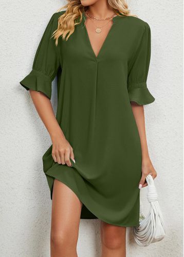 Olive Green Split H Shape Dress - unsigned - Modalova