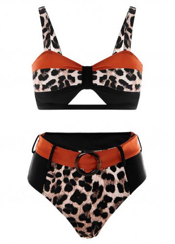 Leopard High Waist Wide Strap Bikini Set - unsigned - Modalova