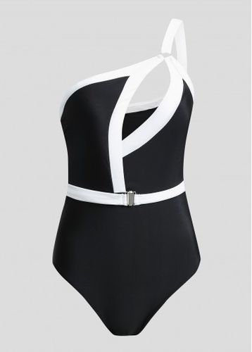 White Contrast Cutout One Piece Swimwear - unsigned - Modalova