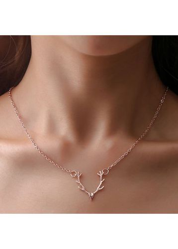 Light Pink Alloy Elk Pendant Necklace - unsigned - Modalova