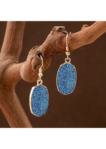 Patchwork Dusty Blue Alloy Detail Earrings - unsigned - Modalova