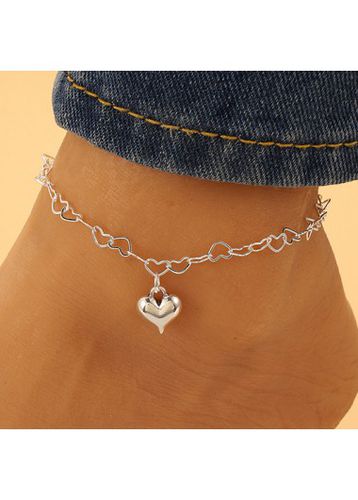 Silvery White Geometric Heart Alloy Anklet - unsigned - Modalova