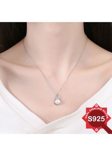 Silvery White Pearl 925 Silver Necklace - unsigned - Modalova