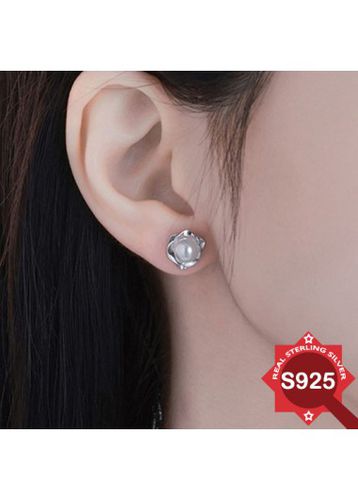 Silvery White Pearl 925 Silver Earrings - unsigned - Modalova