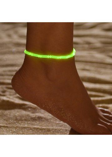 Round Neon Yellow Luminous Design Anklet - unsigned - Modalova
