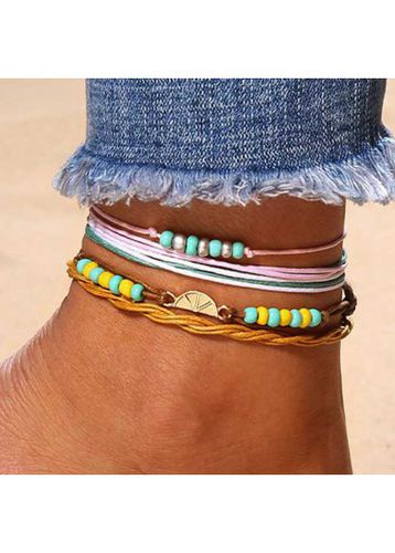 Beaded Multi Color Alloy Anklet Set - unsigned - Modalova