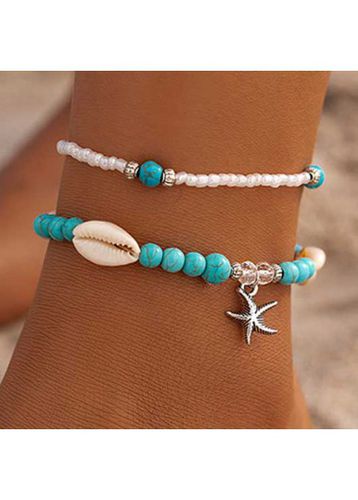 Mint Green Shell Polyresin Anklets Set - unsigned - Modalova