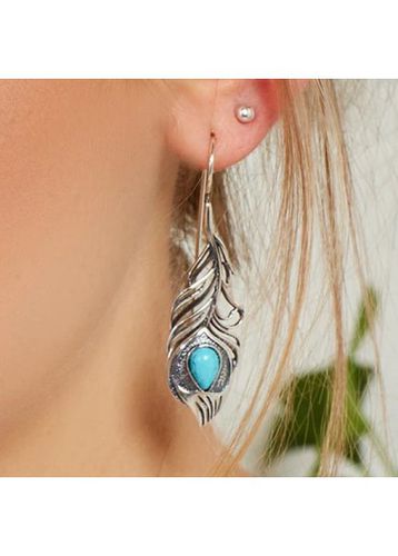 Mint Green Leaf Turquoise Alloy Earrings - unsigned - Modalova