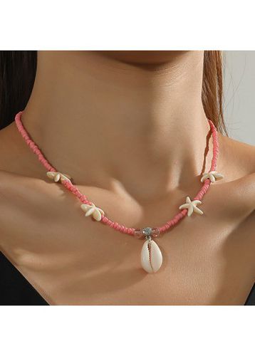 Dusty Pink Sea Shell Polyresin Necklace - unsigned - Modalova