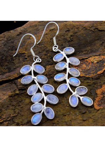 Dark Blue Leaf Design Alloy Earrings - unsigned - Modalova