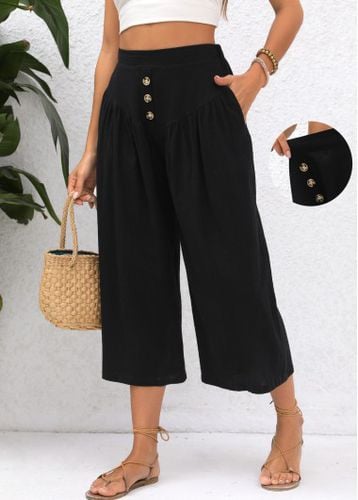 Black Pocket Elastic Waist High Waisted Pants - unsigned - Modalova