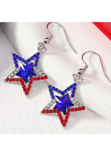 Blue Rhinestone Design Star Alloy Earrings - unsigned - Modalova