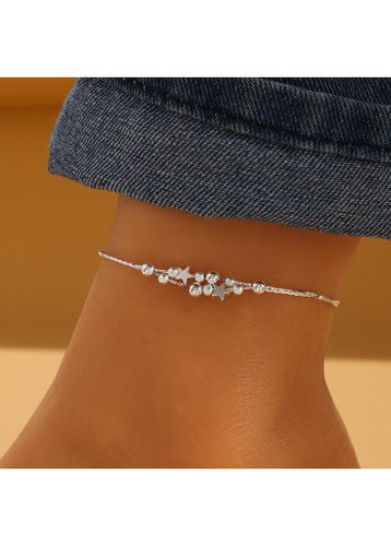 Silvery White Star Geometric Alloy Anklet - unsigned - Modalova