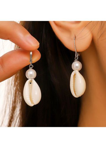 Raw White Pearl Shell Detail Earrings - unsigned - Modalova