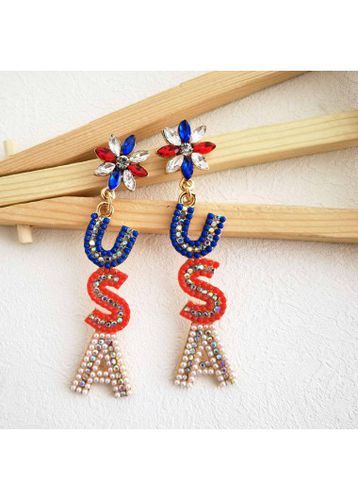 Red Alloy Geometric Letter Detail Earrings - unsigned - Modalova