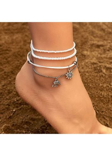 Beaded White Shell Alloy Anklets Set - unsigned - Modalova