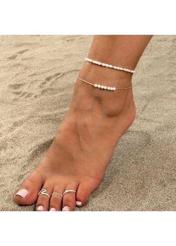 Pearl Design White Polyresin Anklet Set - unsigned - Modalova