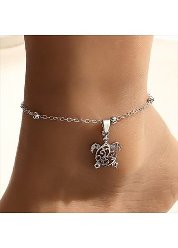 Silvery White Turtle Design Alloy Anklet - unsigned - Modalova