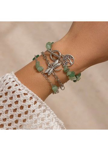 Light Green Alloy Dragonfly Bracelets Set - unsigned - Modalova