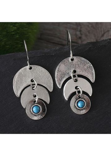 Silvery White Layered Design Alloy Earrings - unsigned - Modalova