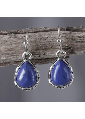 Dark Blue Teardrop Design Alloy Earrings - unsigned - Modalova