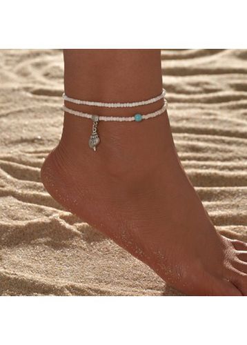 White Conch Design Polyresin Anklet Set - unsigned - Modalova