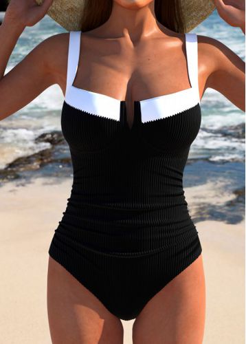 Cut Out Bowknot Black One Piece Swimwear - unsigned - Modalova