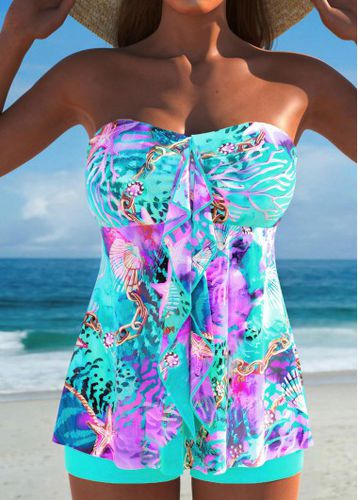 Ruffle Marine Life Print Multi Color Tankini Set - unsigned - Modalova