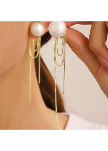 Gold Tassel Alloy Pearl Geometric Earrings - unsigned - Modalova