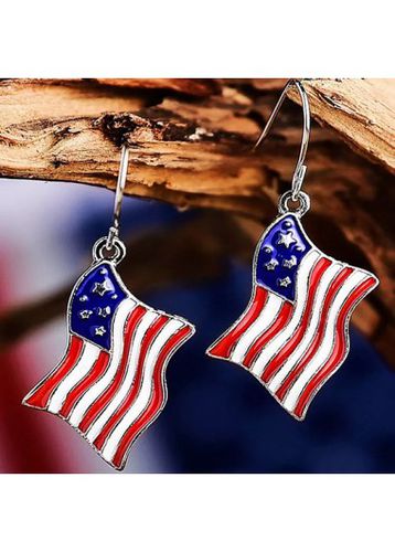 American Flag Red Alloy Detail Earrings - unsigned - Modalova