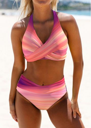 Criss Cross Ombre Pink Bikini Set - unsigned - Modalova