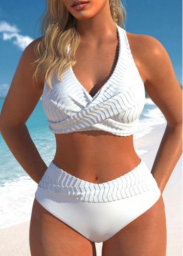 Tie Back Criss Cross White Bikini Set - unsigned - Modalova
