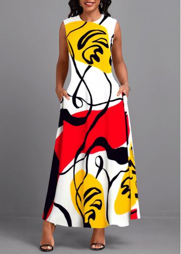 Multi Color Breathable Graffiti Print Maxi Dress - unsigned - Modalova