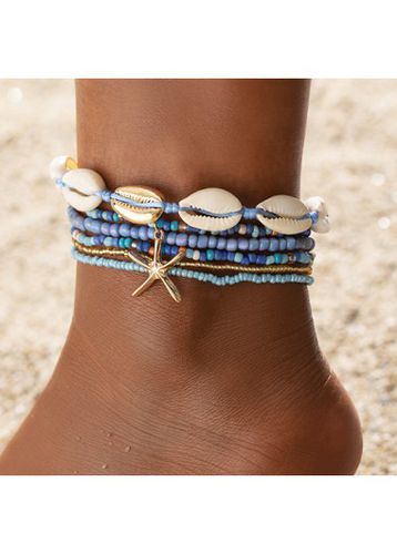 Blue Seashell Detail Alloy Anklet Set - unsigned - Modalova