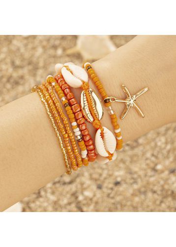 Orange Seashell Detail Layered Alloy Bracelet - unsigned - Modalova