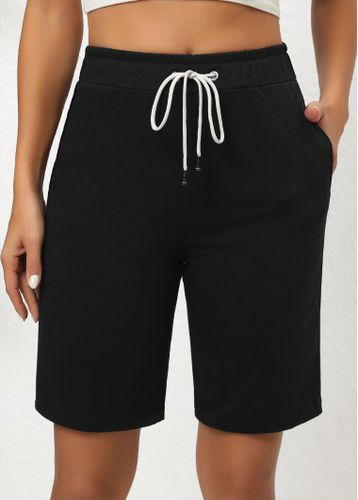 Black Pocket Elastic Waist High Waisted Shorts - unsigned - Modalova