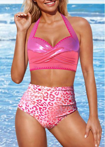 Hot Stamping Leopard Pink Bikini Set - unsigned - Modalova