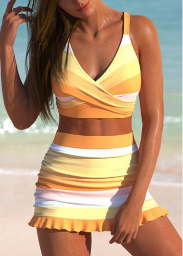 Surplice Multi Stripe Print Ginger Bikini Set - unsigned - Modalova